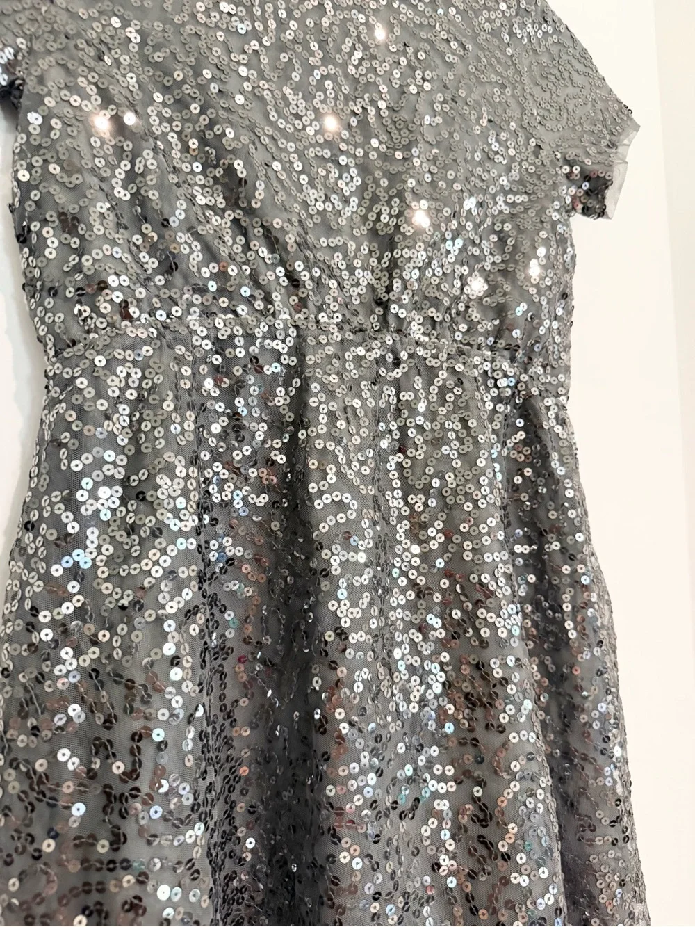 NWT GAP Girls Silver Sequin A-Line Dress